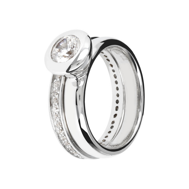 Set of Solitaire Rings and Eternity Band with Cubic Zirconia