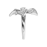 Ring with Pavé Flower in Cubic Zirconia