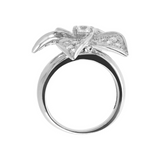 Ring with Pavé Flower in Cubic Zirconia