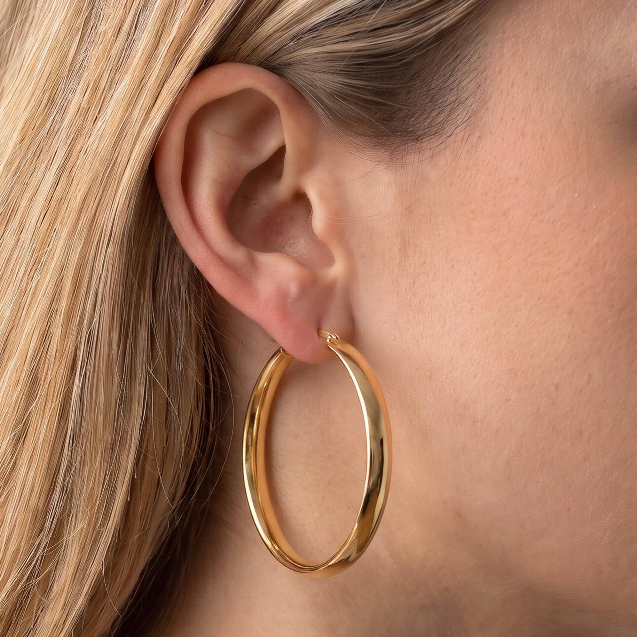 Orecchini a Cerchio Maxi in Argento 925 placcato Oro Giallo 18Kt