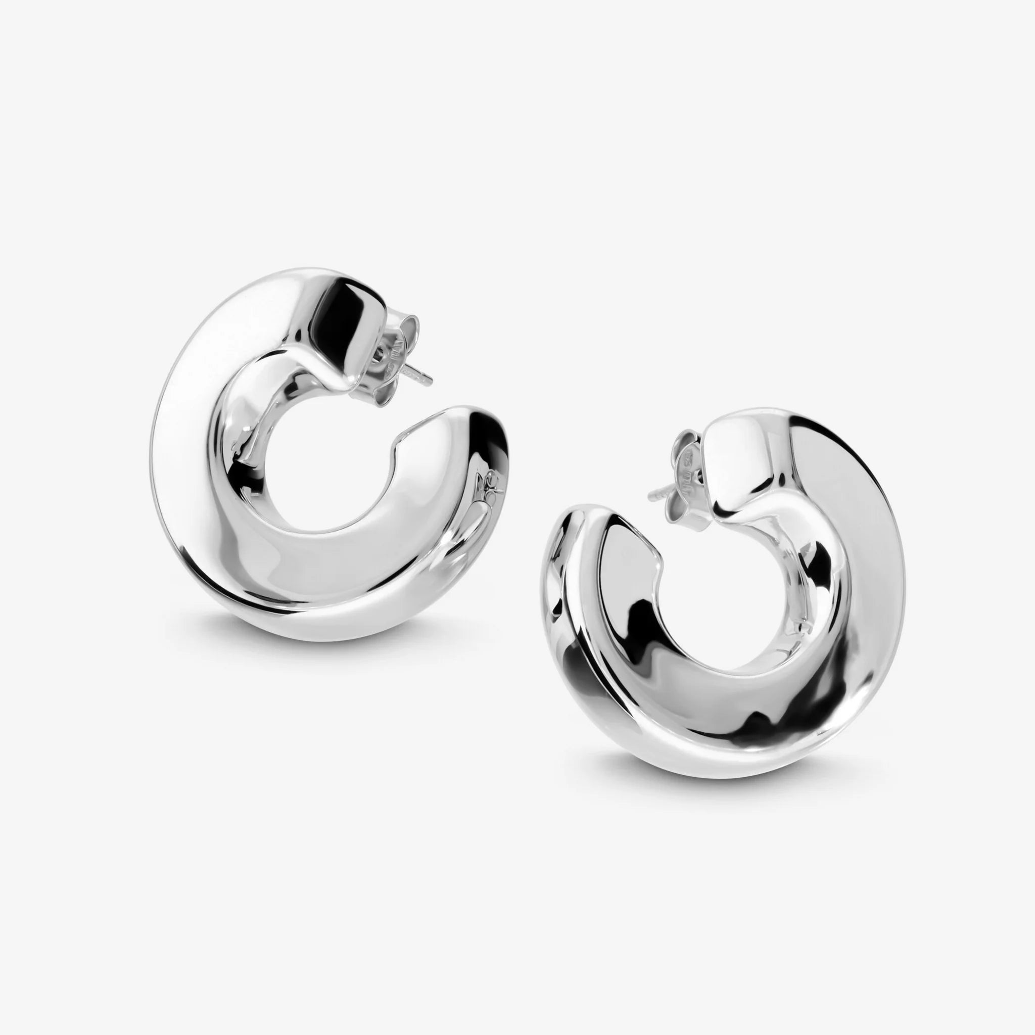 Orecchini a Cerchio Frontale in Argento 925 placcato Platino