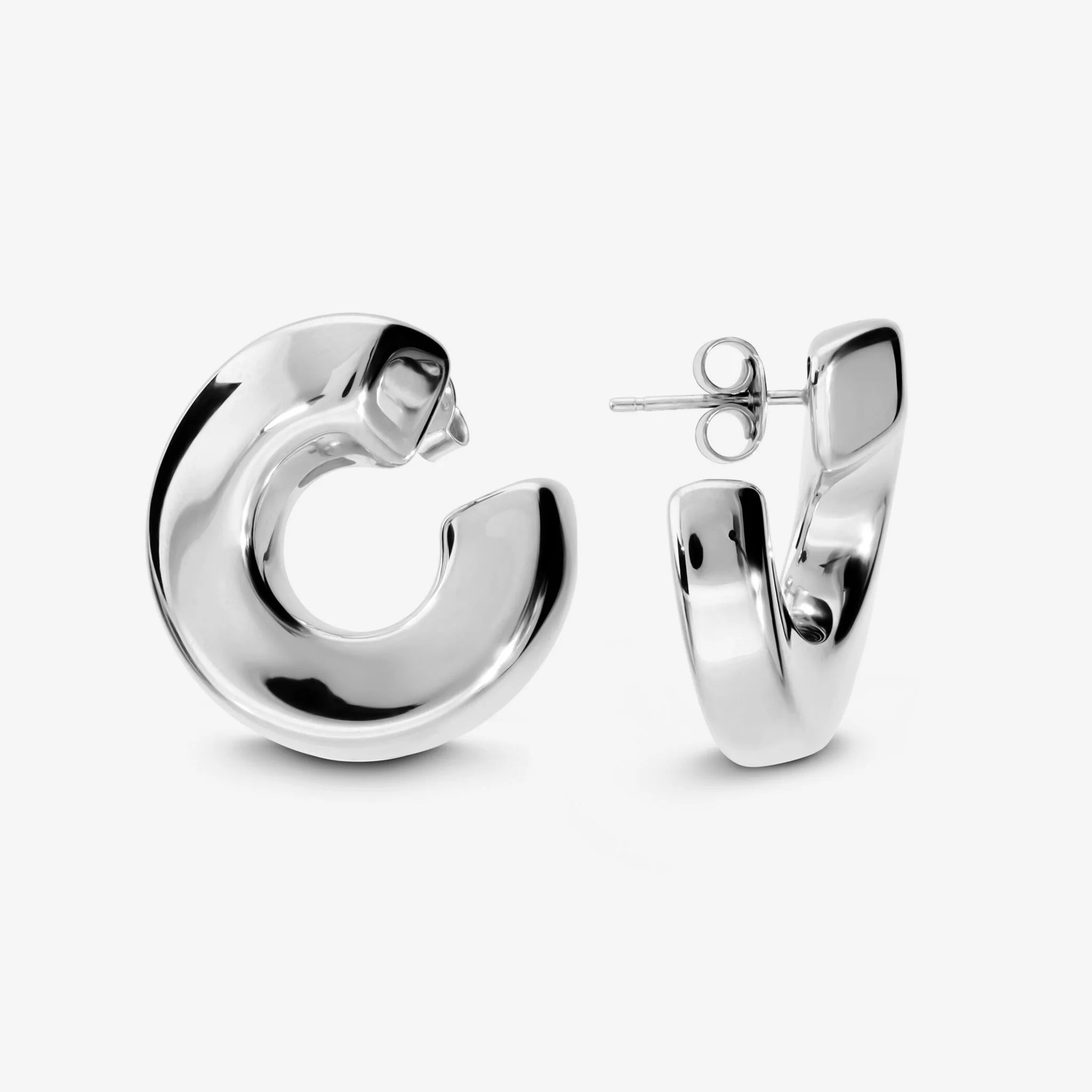 Orecchini a Cerchio Frontale in Argento 925 placcato Platino