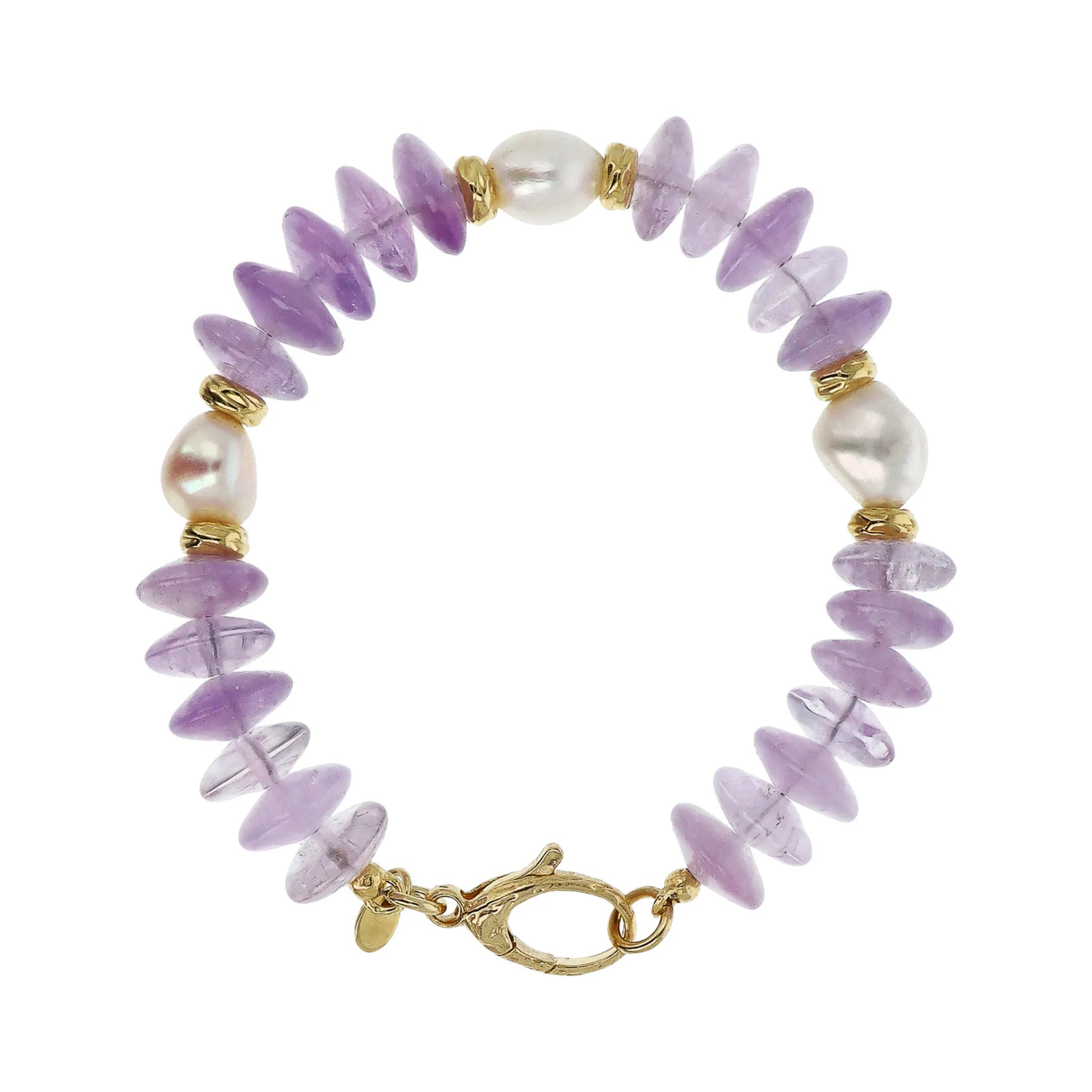 Bracelet en argent 925 plaqué or jaune 18Kt avec pierres naturelles et perles d'eau douce blanches