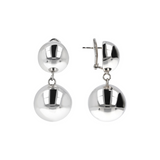 Pendant Earrings in Silver with Double Sphere