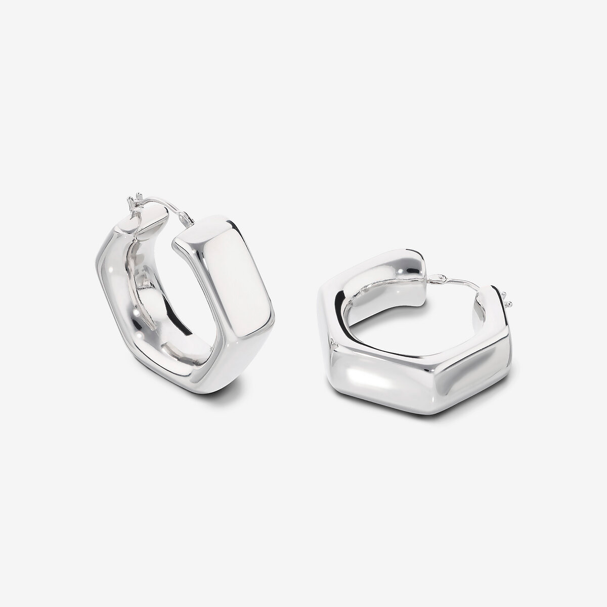 Orecchini a Cerchio Esagonali in Argento 925 placcato Platino