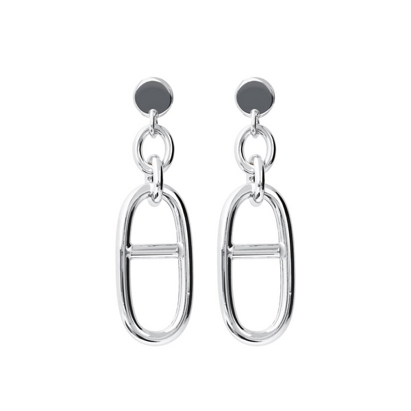 Pendant Earrings in Silver with Marine Links