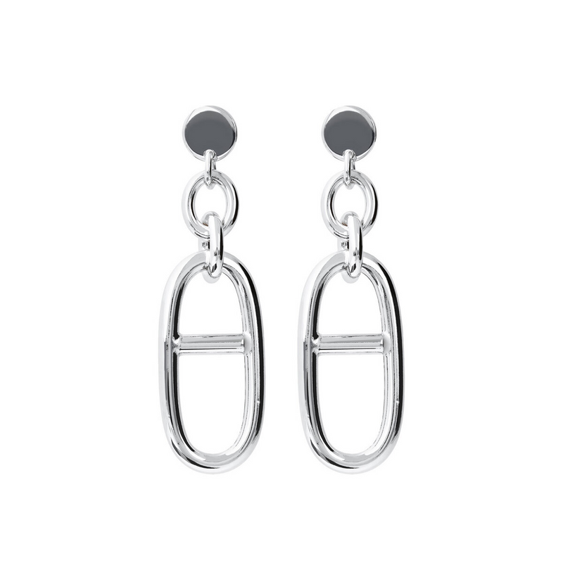 Pendant Earrings in Silver with Marine Links