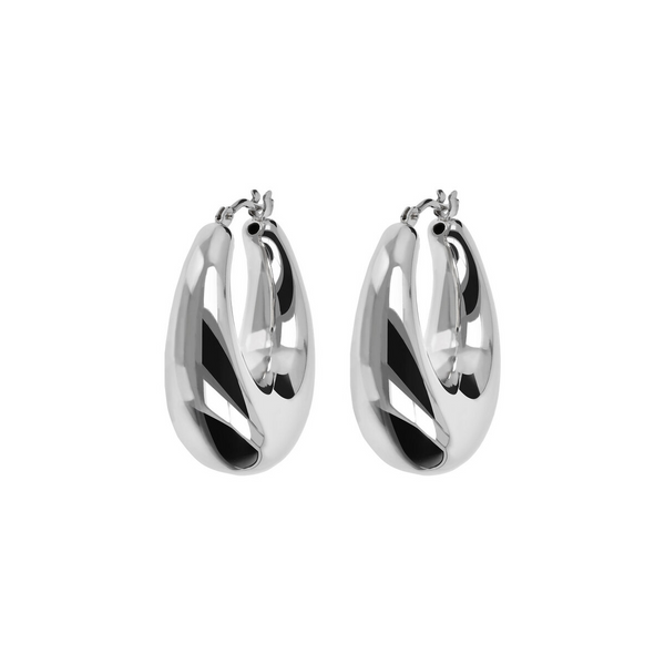 Domed Hoop Earrings in Silver