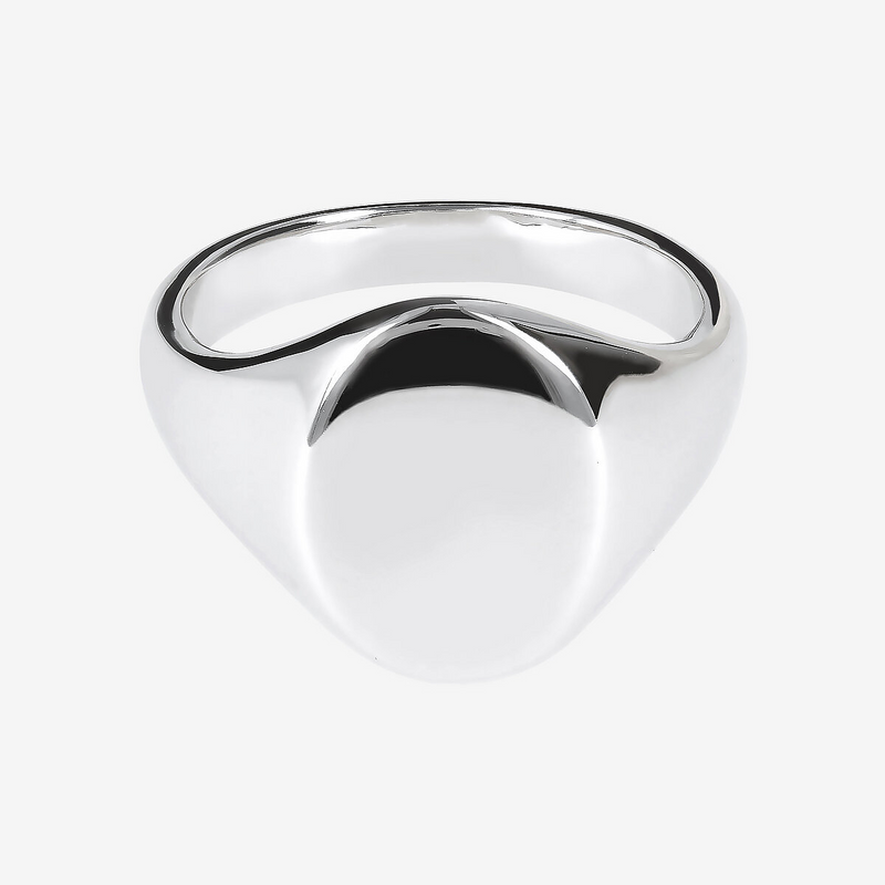 Anello Chevalier Ovale in Argento 925 placcato Platino