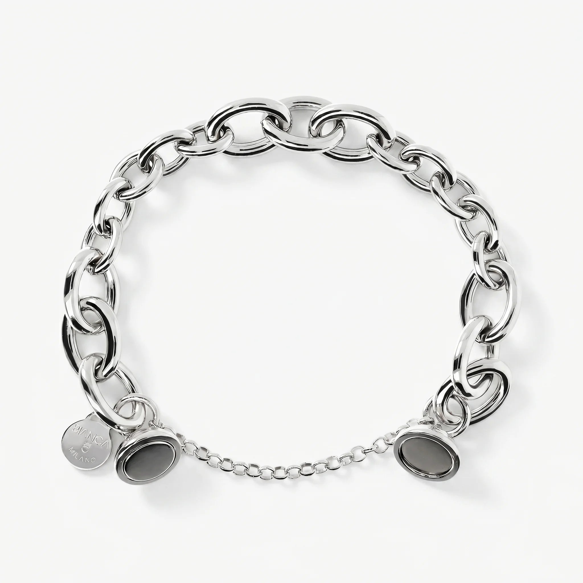 Bracciale con Catena Rolo Maxi Maglie in Argento 925 placcato Platino