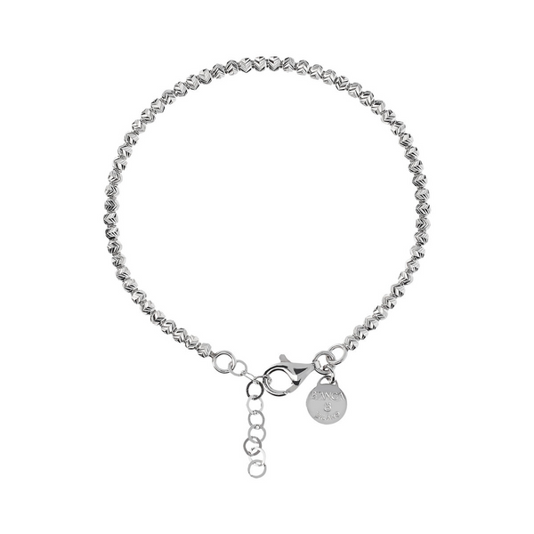 Silver bracelet with diamond spheres