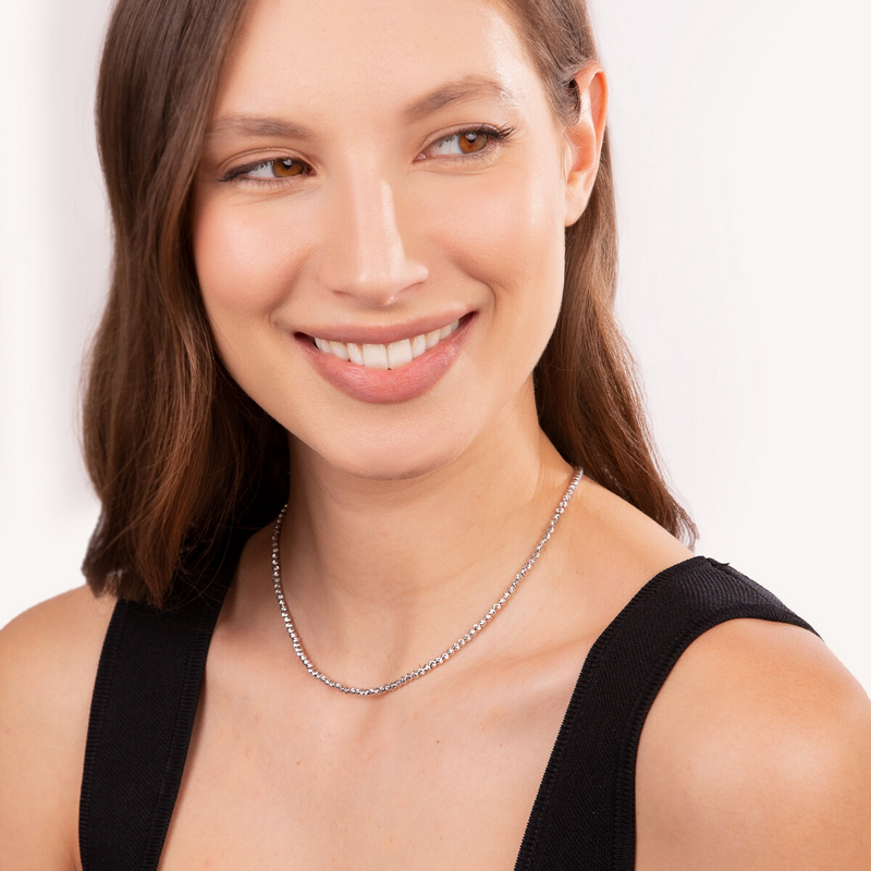 Collier en Argent avec Sphères de Diamants