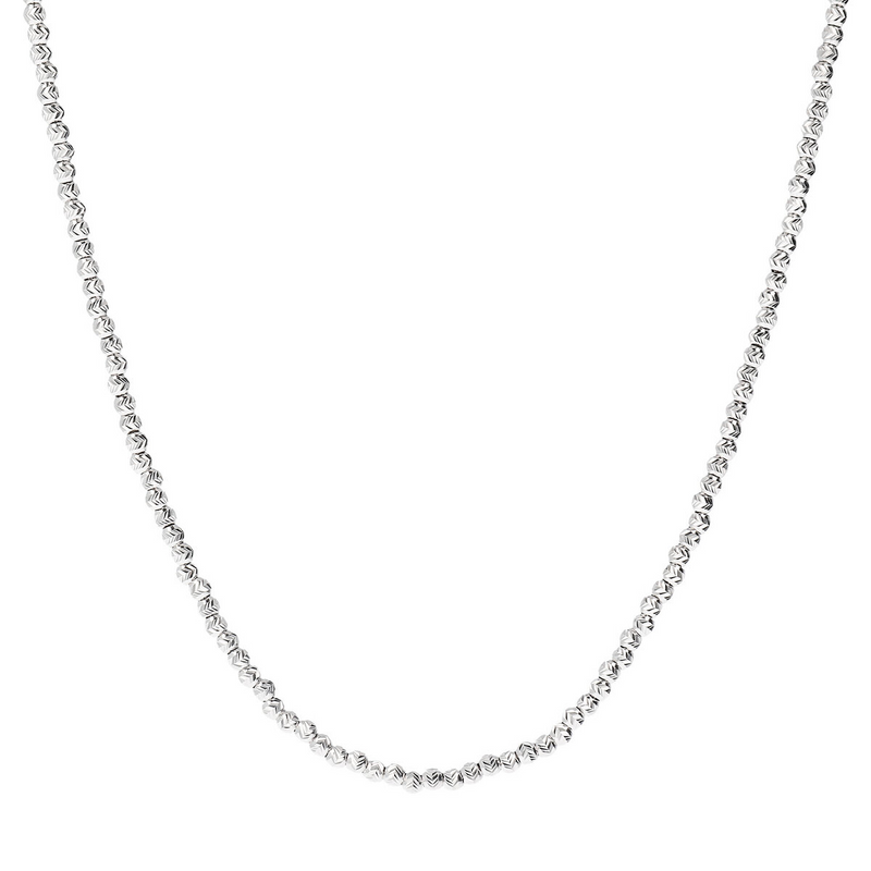 Silberne Halskette mit Diamantschliffkugeln