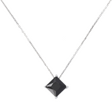 Necklace in Silver with Faceted Black Spinel Rhombus Shape