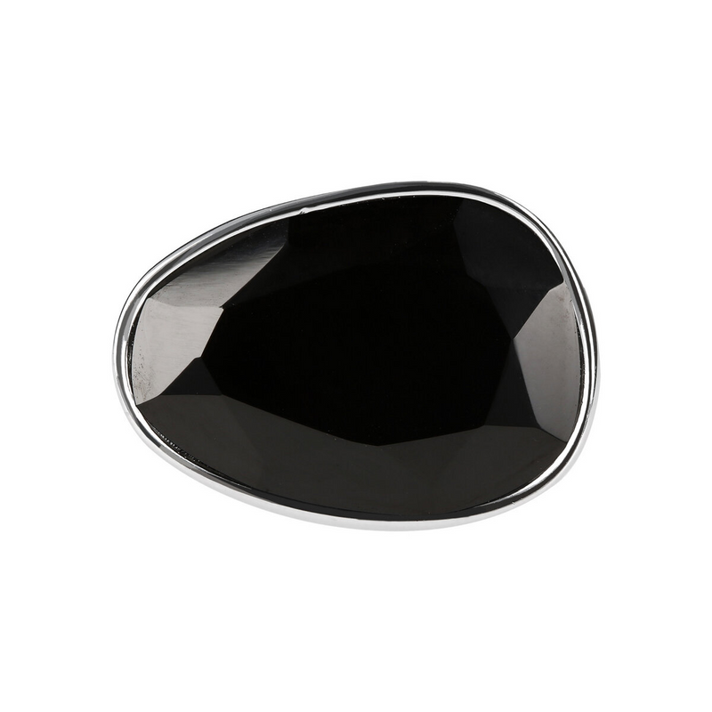 Chevalier-Ring aus Silber mit ovalem schwarzem Spinell