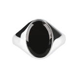 Chevalier Ring in Silver with Oval Shape Black Onyx