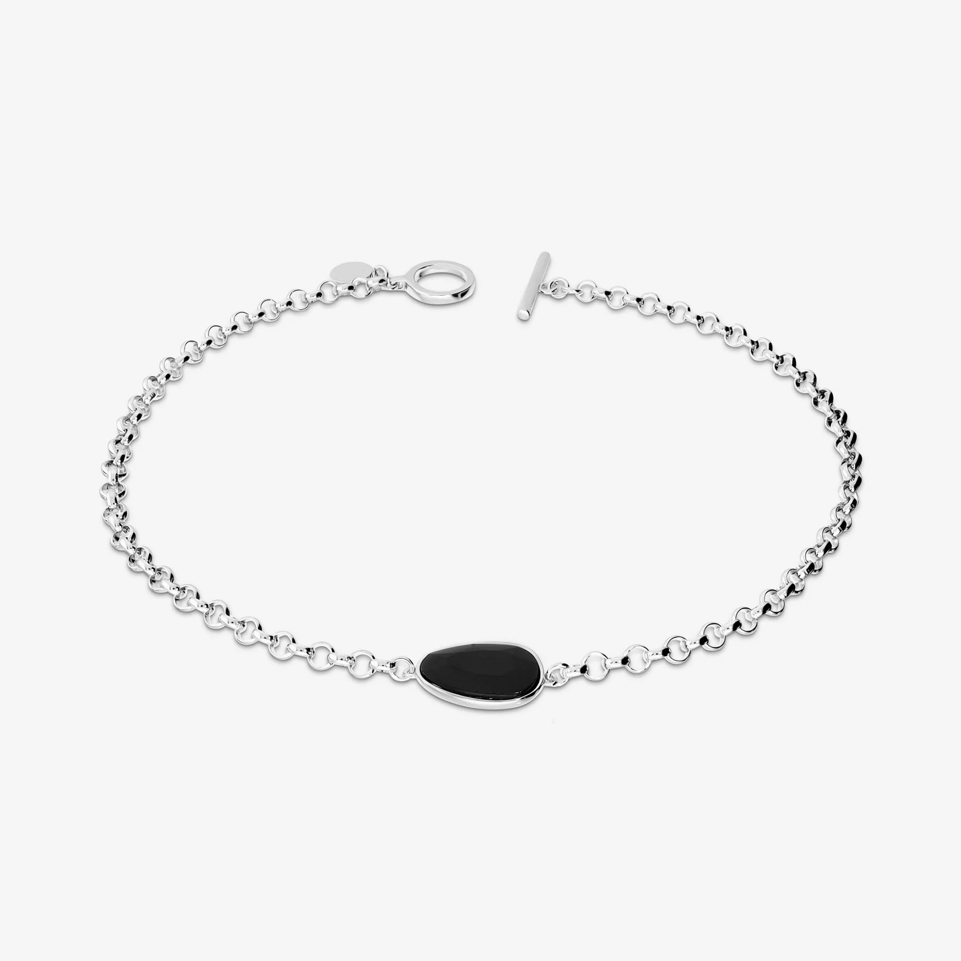 Collier en argent sterling 925 plaqué platine avec spinelle noire facettée