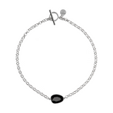 Silver Necklace with Faceted Black Spinel Oval Shape