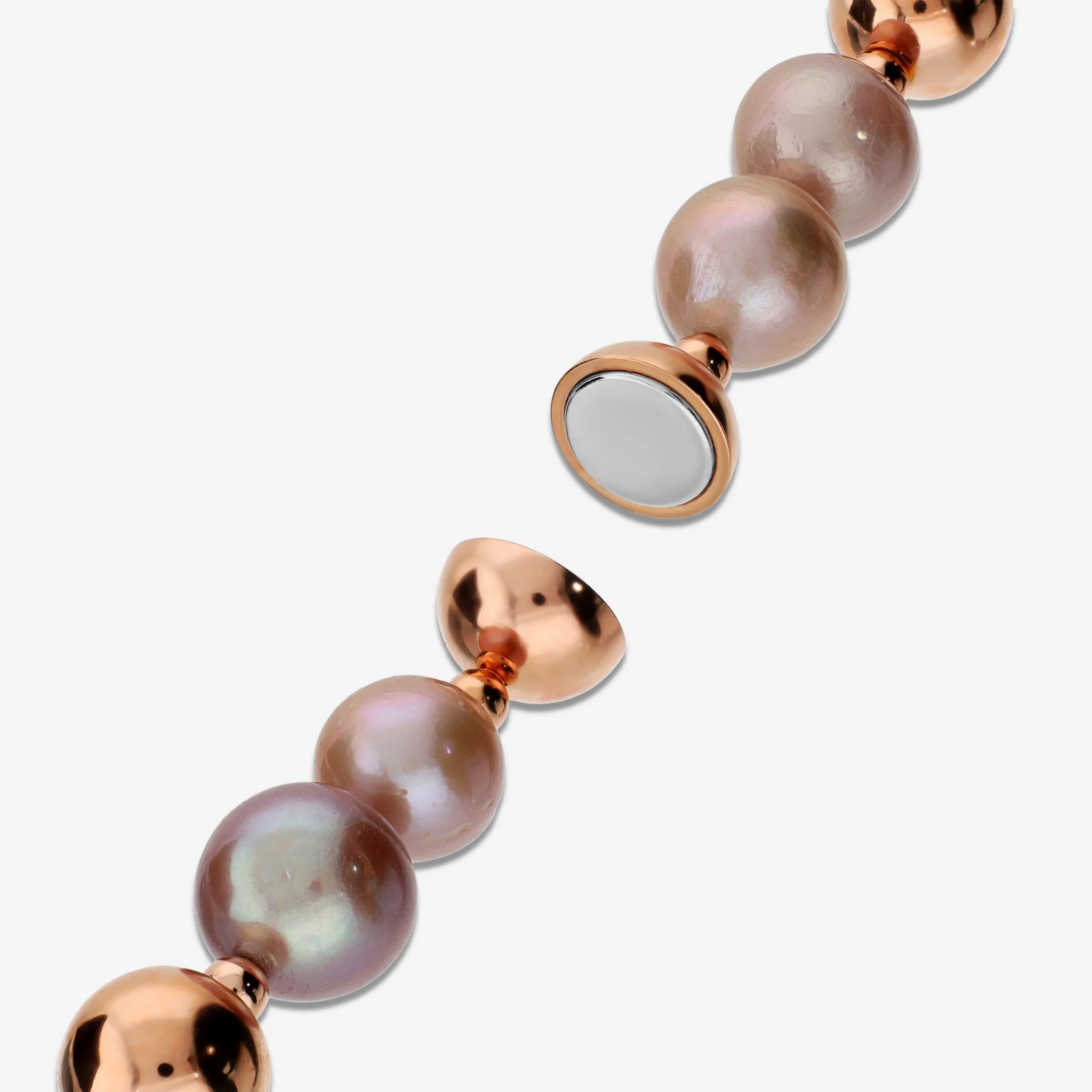 Bracciale con Sfere Lucide e Perle Ming Rosa d'Acqua Dolce Ø 12 mm