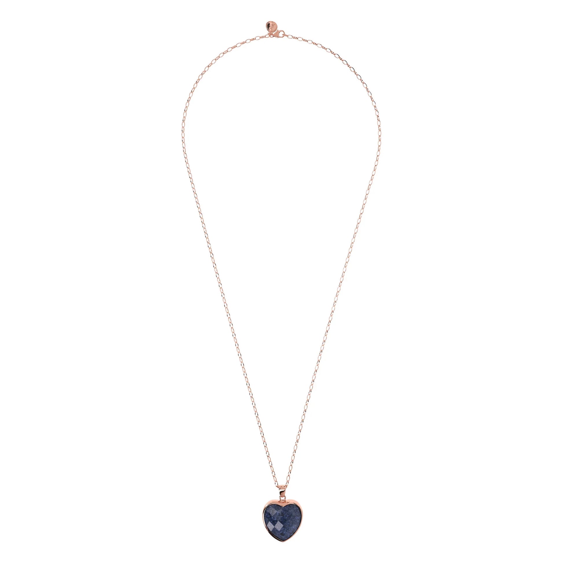 Collana Lunga con Pendente Cuore in Pietra Naturale