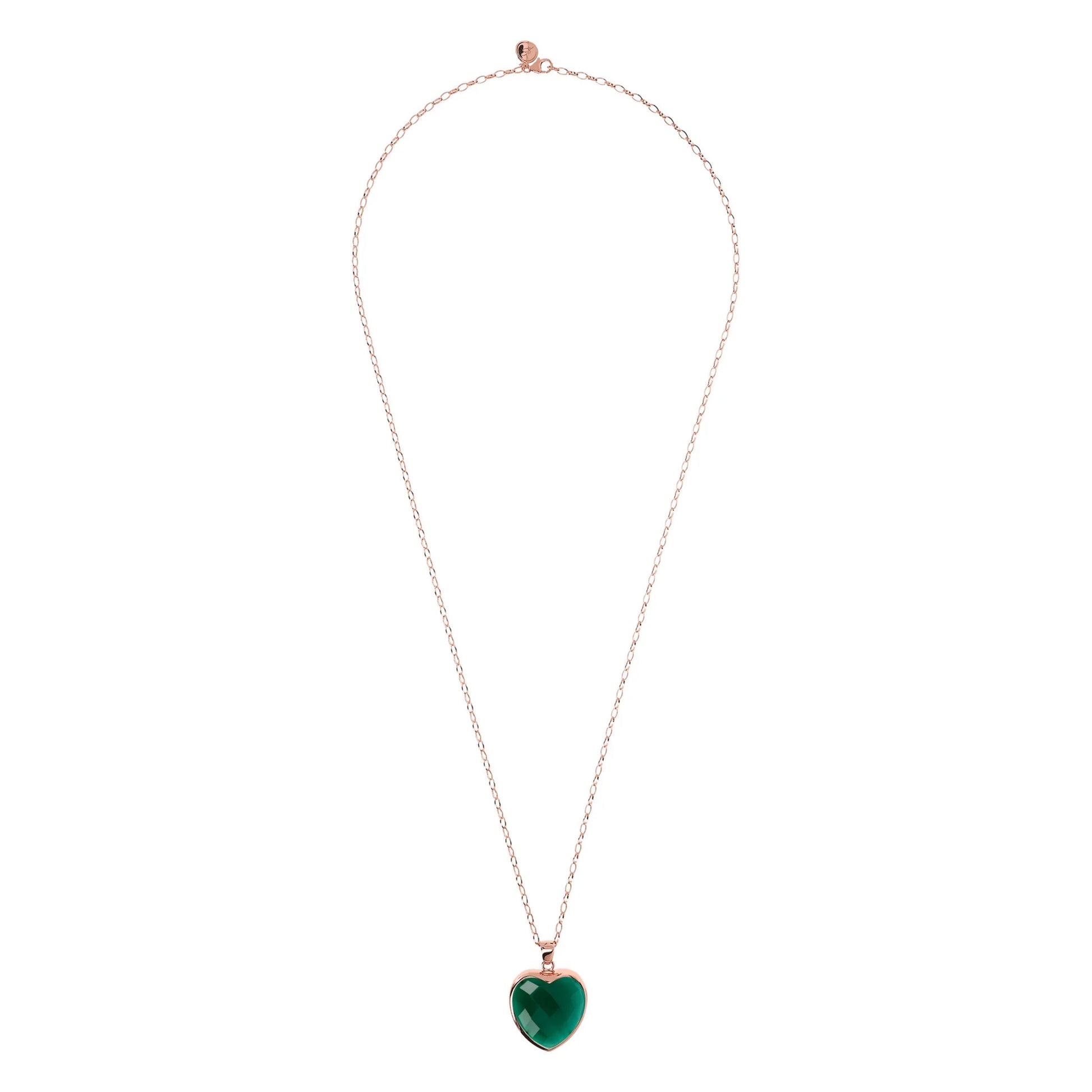 Collana Lunga con Pendente Cuore in Pietra Naturale