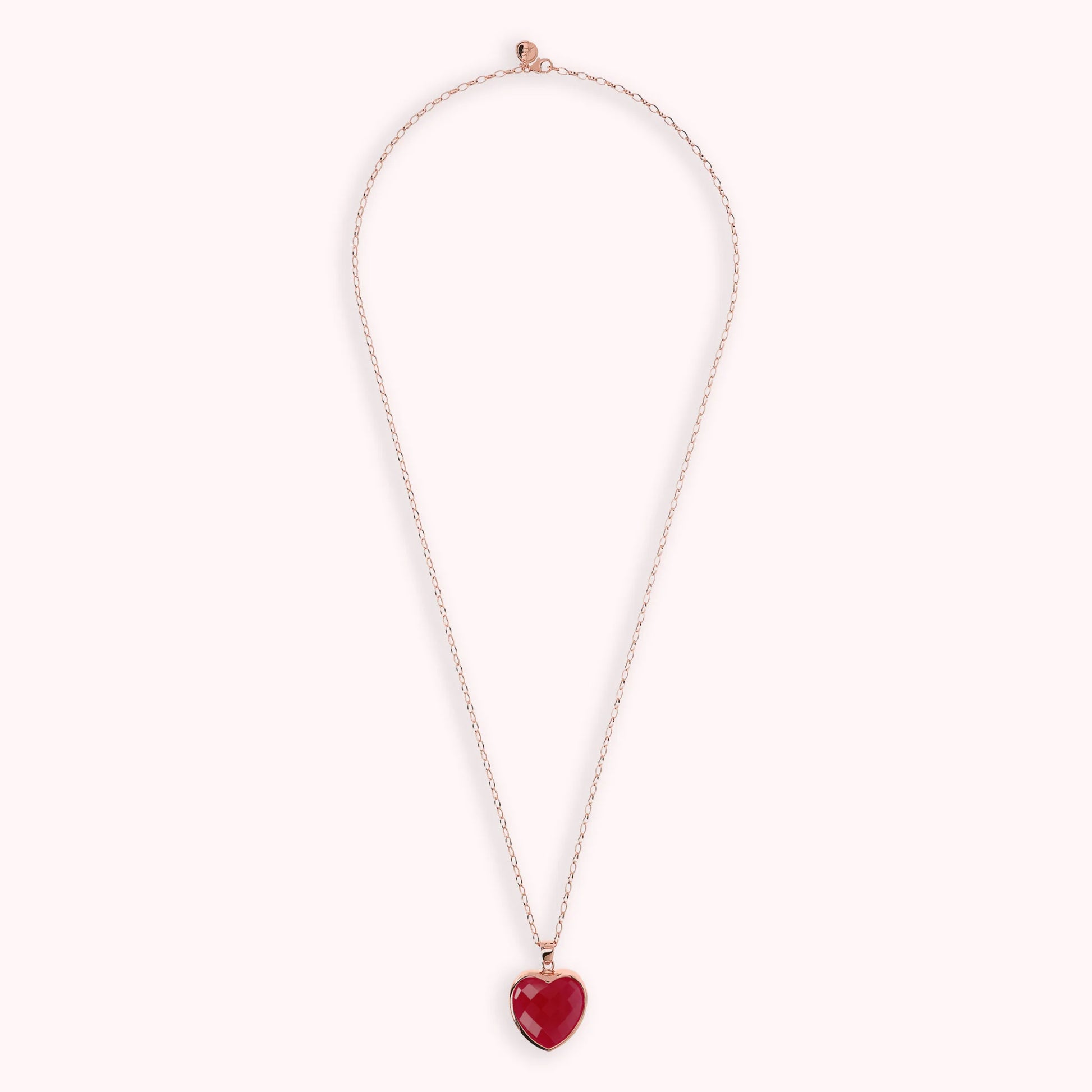 Collana Lunga con Pendente Cuore in Pietra Naturale
