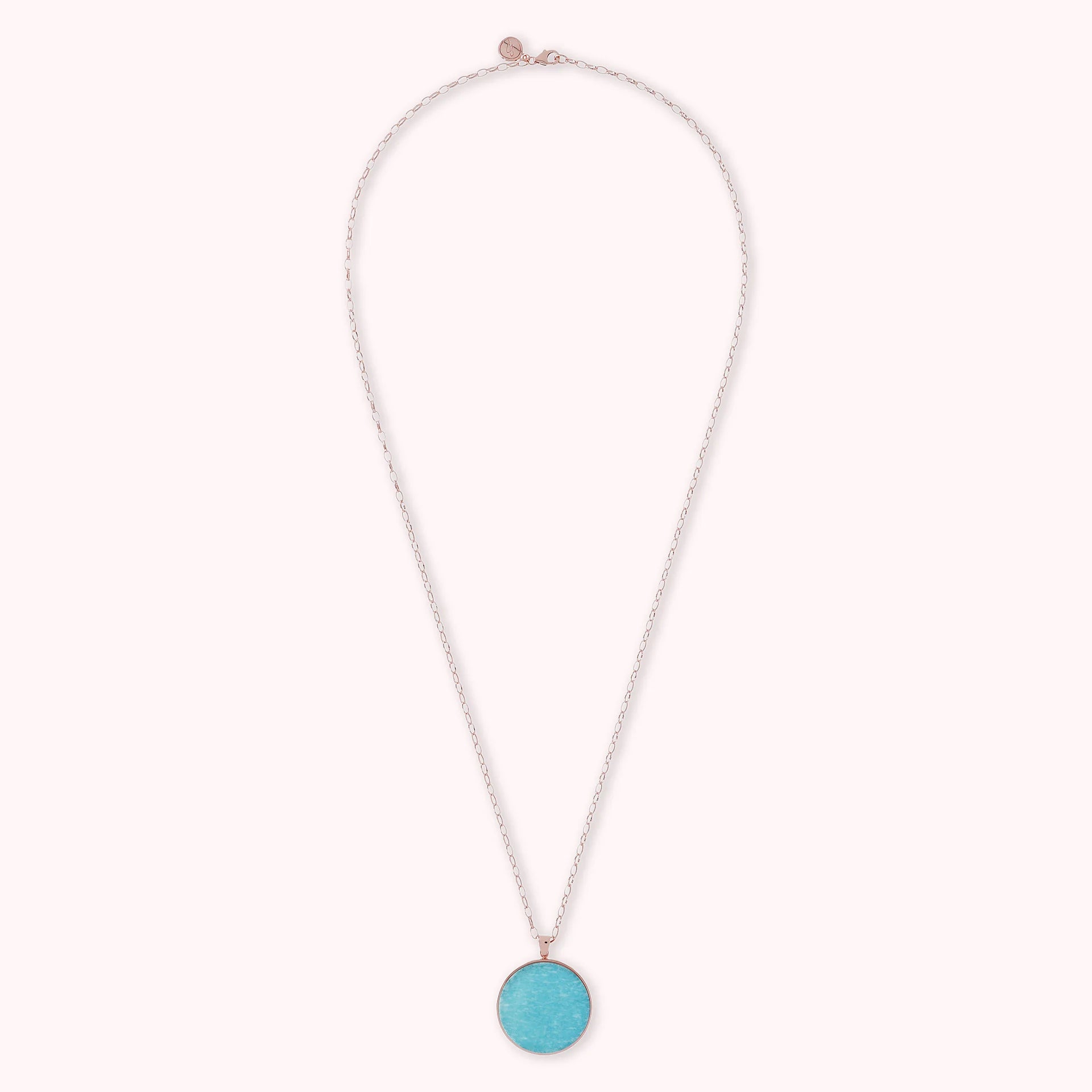 Collana Lunga con Pendente Disco Grande in Pietra Naturale