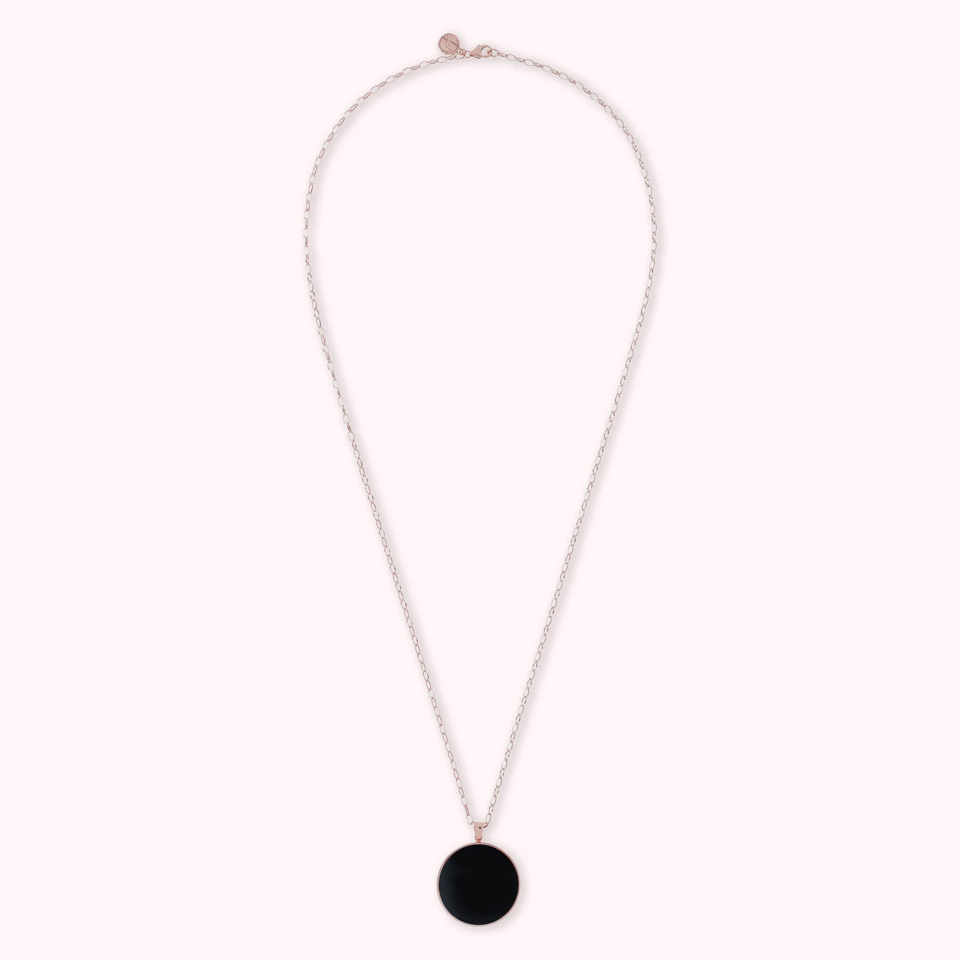 Collana Lunga con Pendente Disco Grande in Pietra Naturale