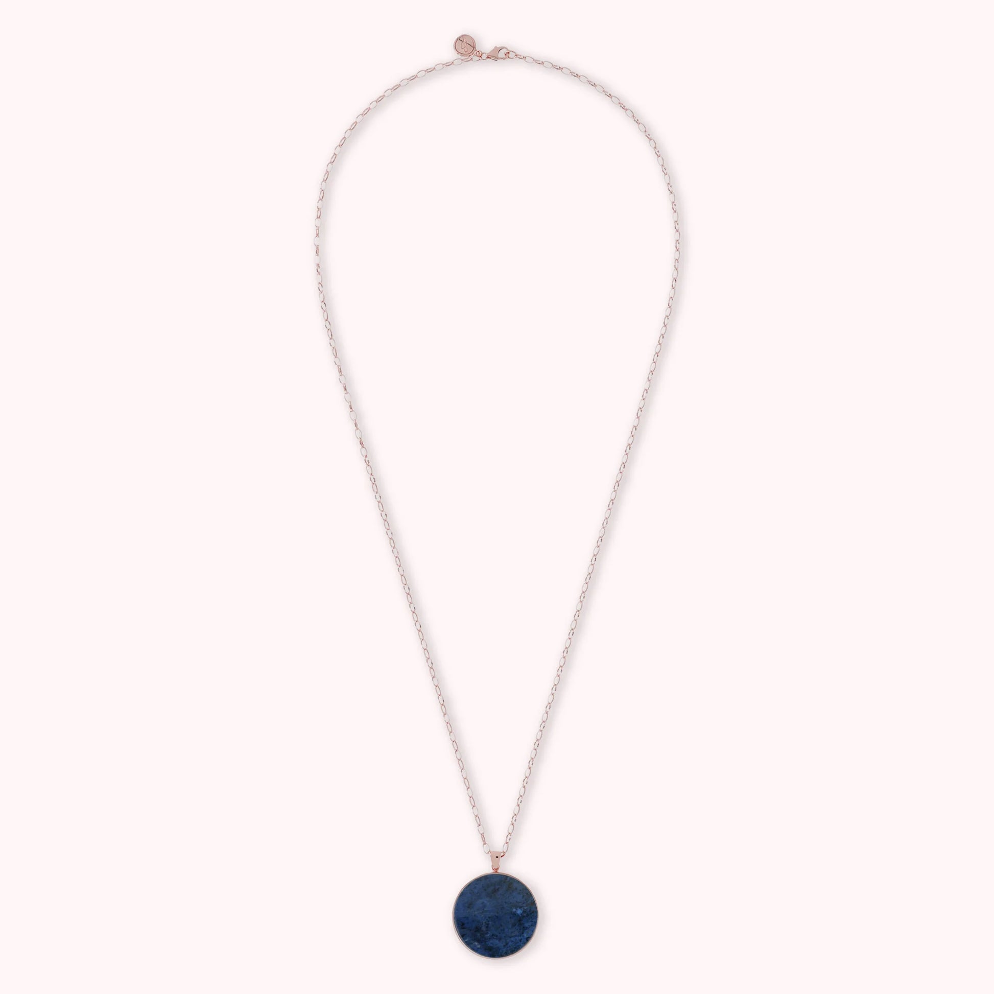 Collana Lunga con Pendente Disco Grande in Pietra Naturale