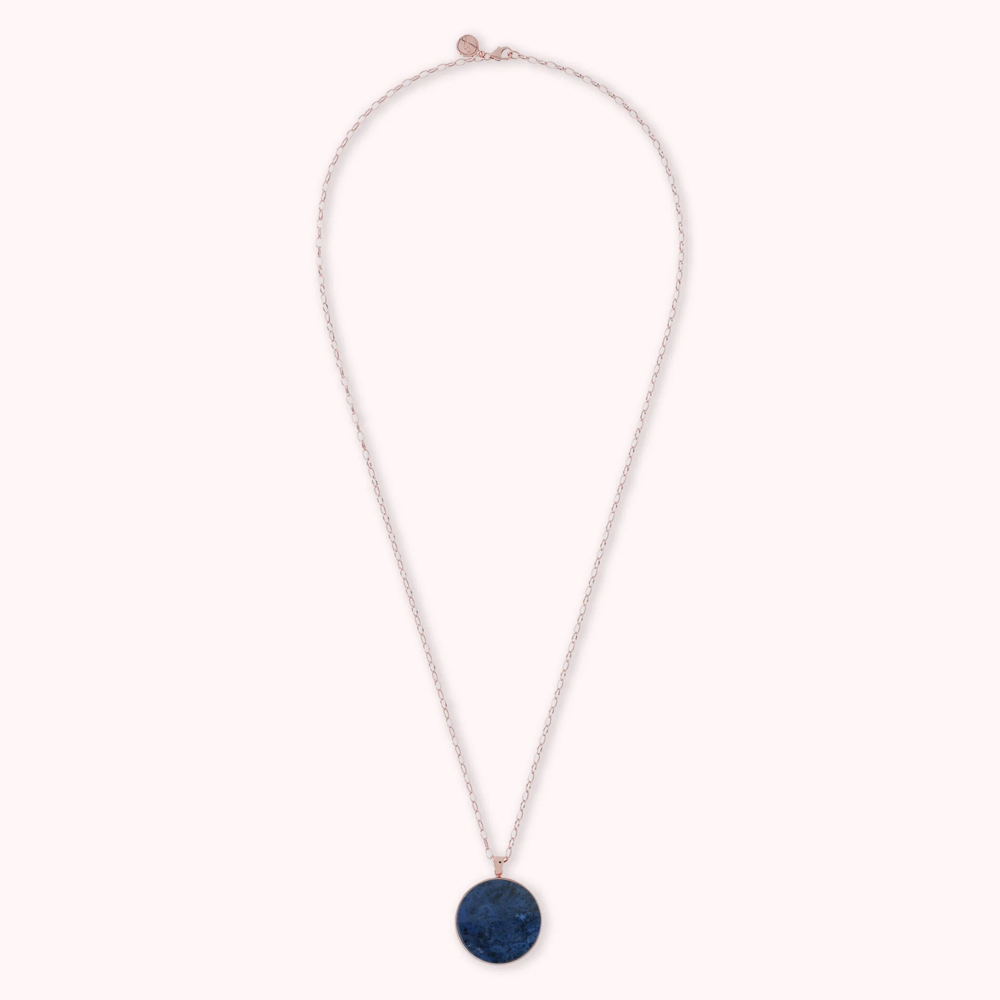 Collana Lunga con Pendente Disco Grande in Pietra Naturale