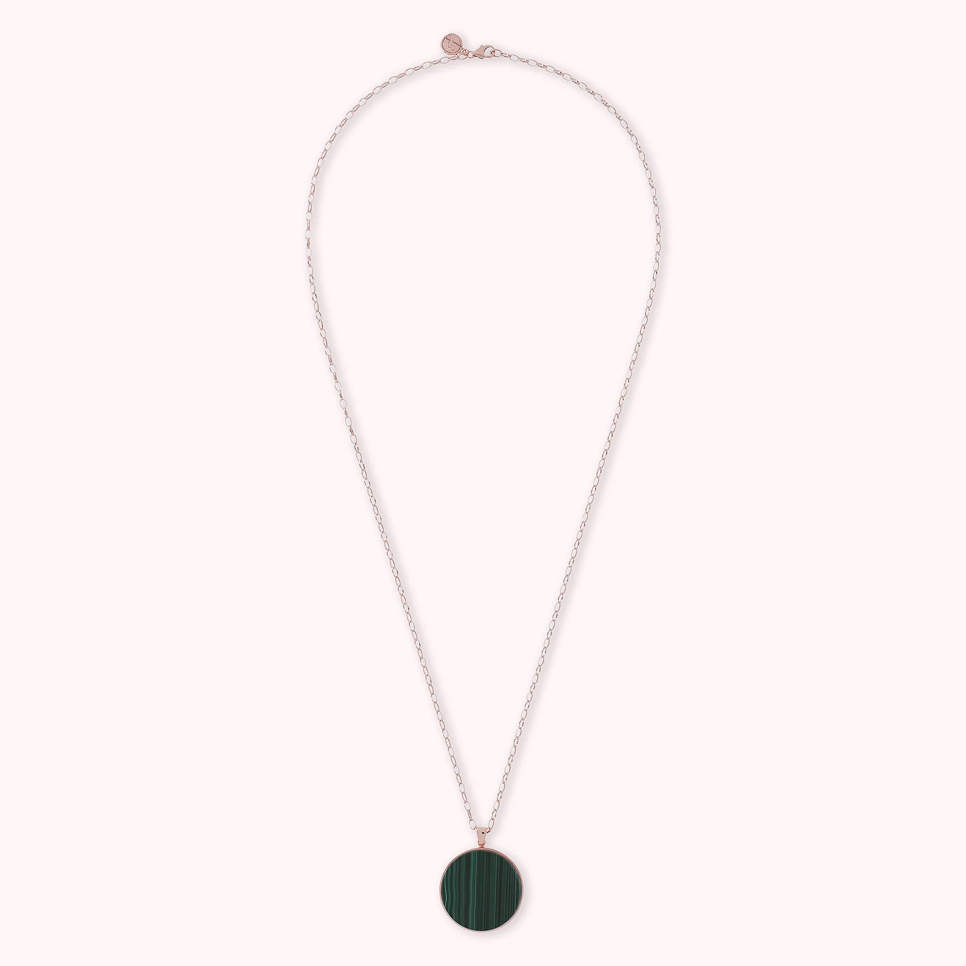 Collana Lunga con Pendente Disco Grande in Pietra Naturale