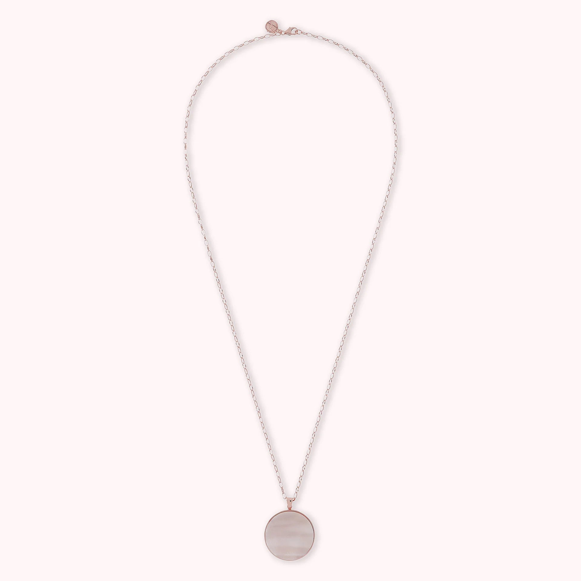 Collana Lunga con Pendente Disco Grande in Pietra Naturale