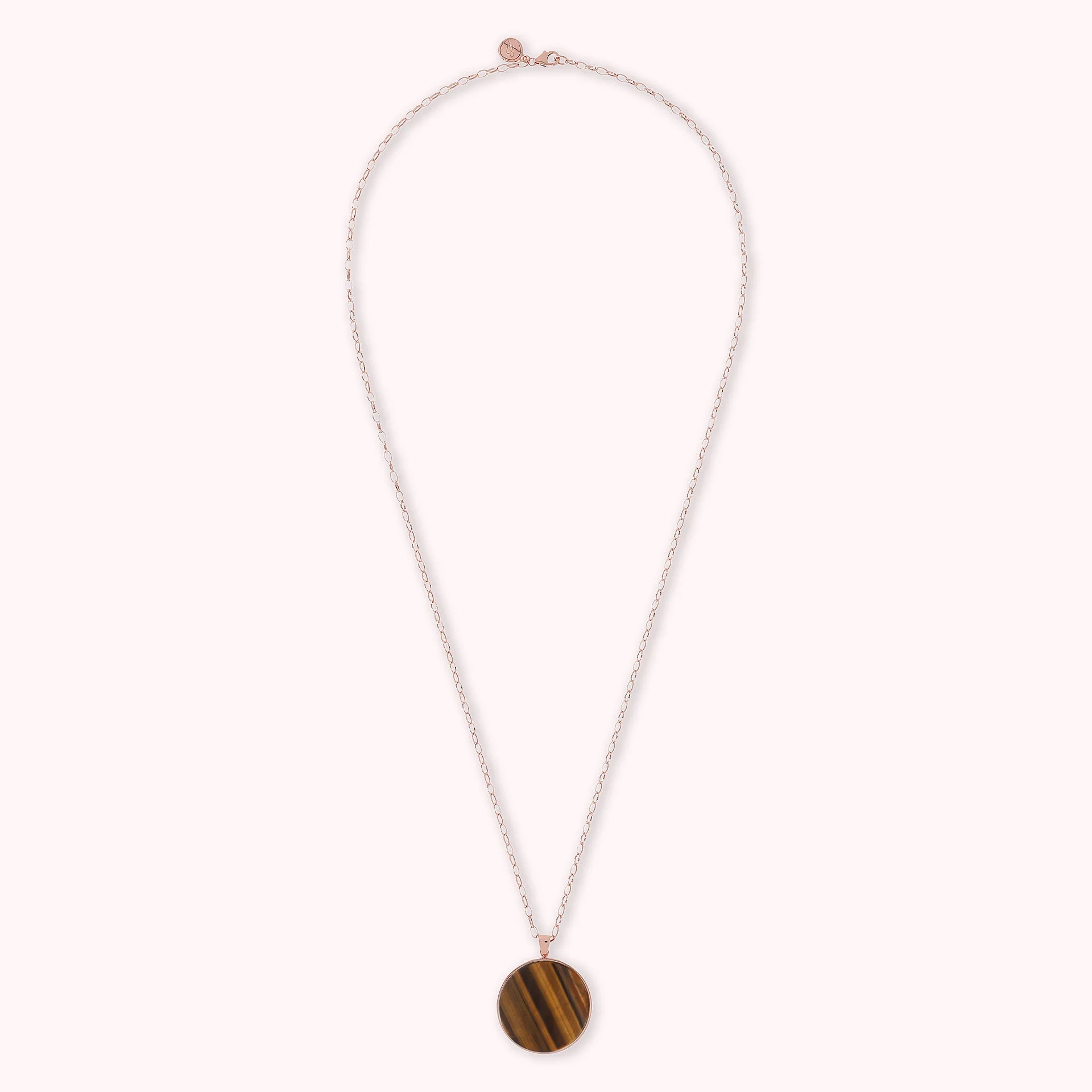 Collana Lunga con Pendente Disco Grande in Pietra Naturale