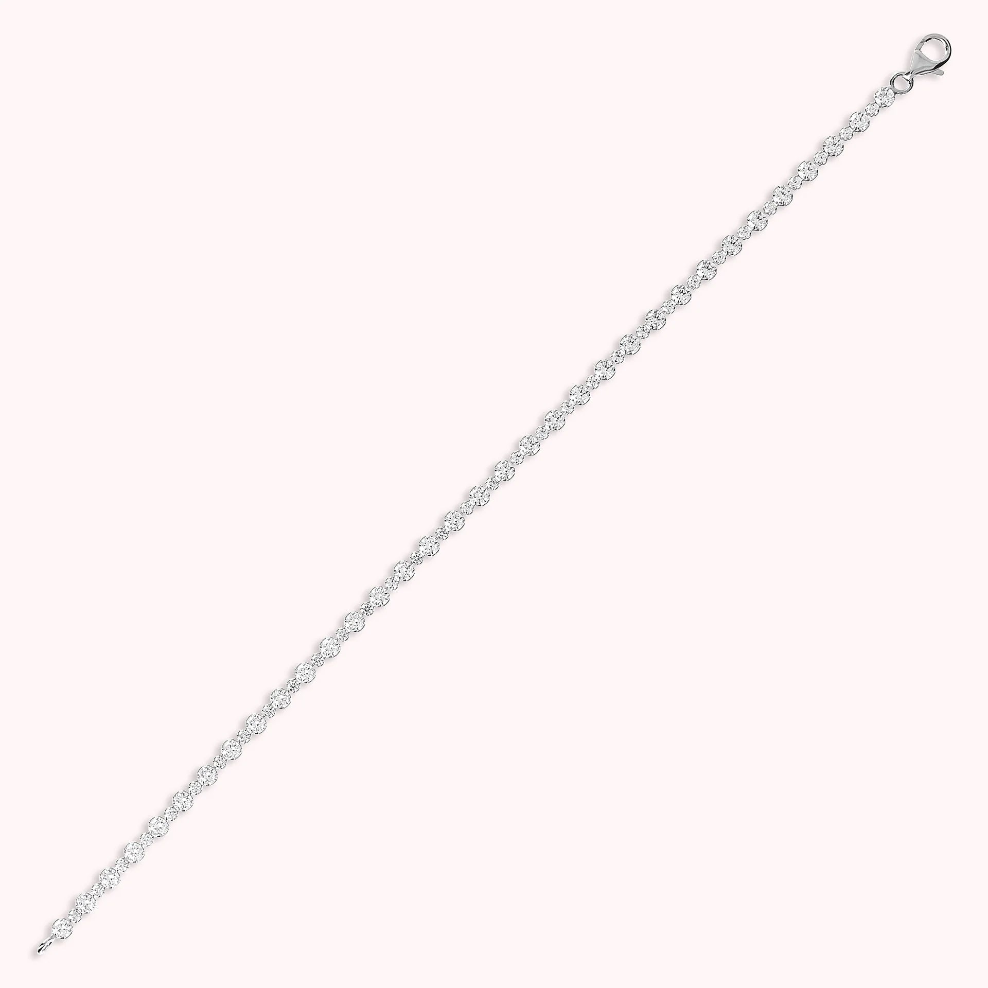 Bracciale Tennis Misto con Cubic Zirconia placcato Oro Bianco 18Kt