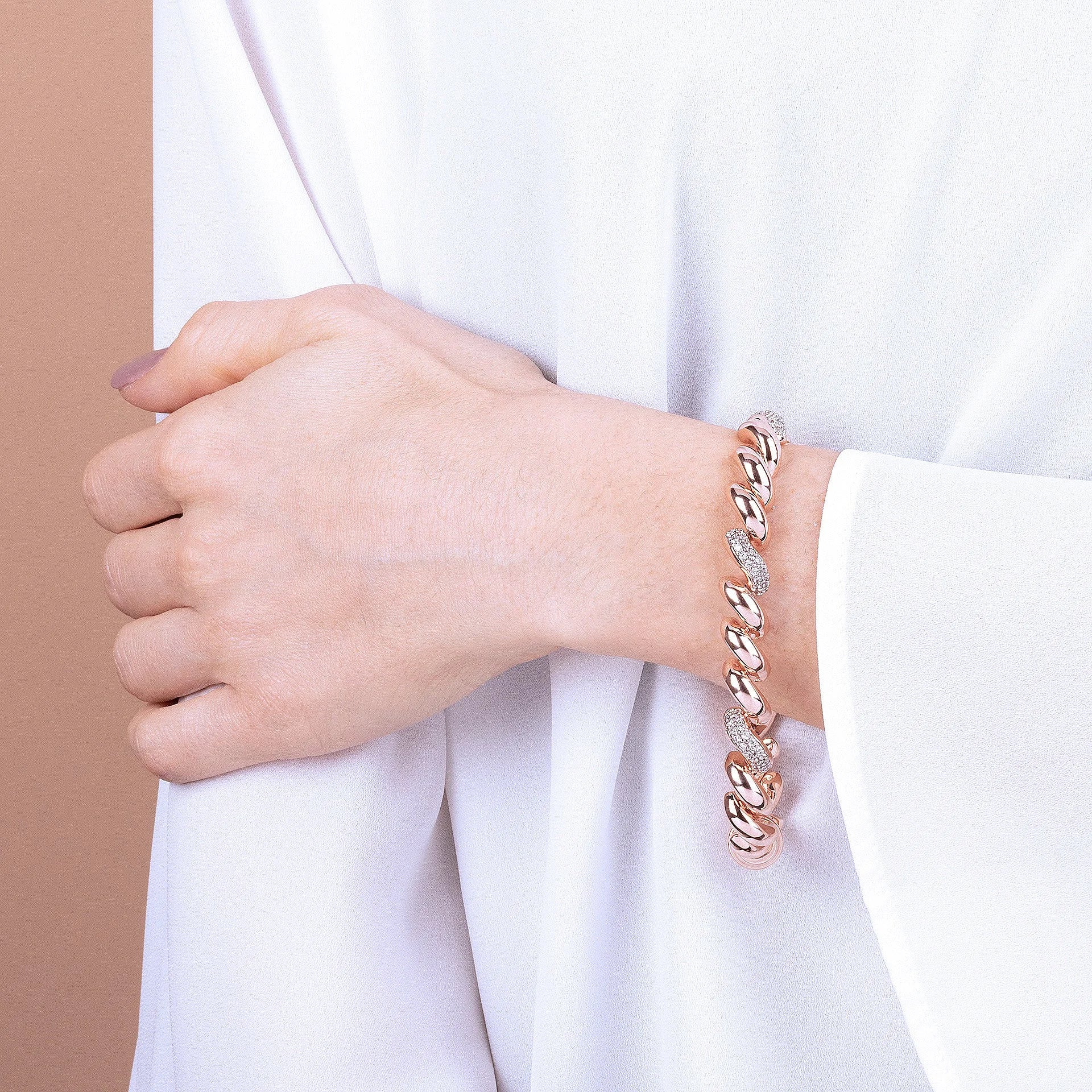 Bracciale San Marco placcato Oro Rosa 18kt con Pavé in Cubic Zirconia