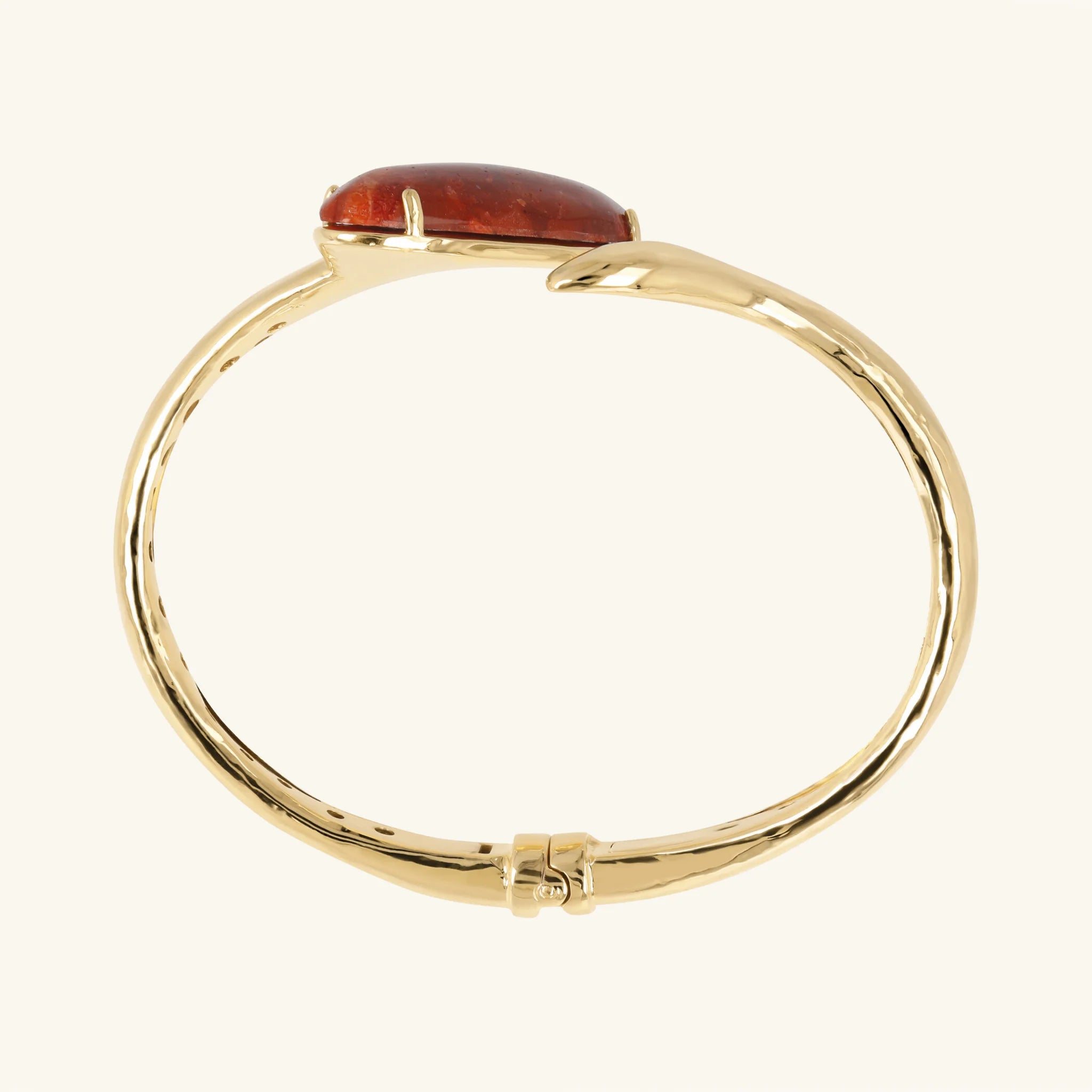 Bracciale Rigido Design Asimmetrico con Pietra Naturale Ovale