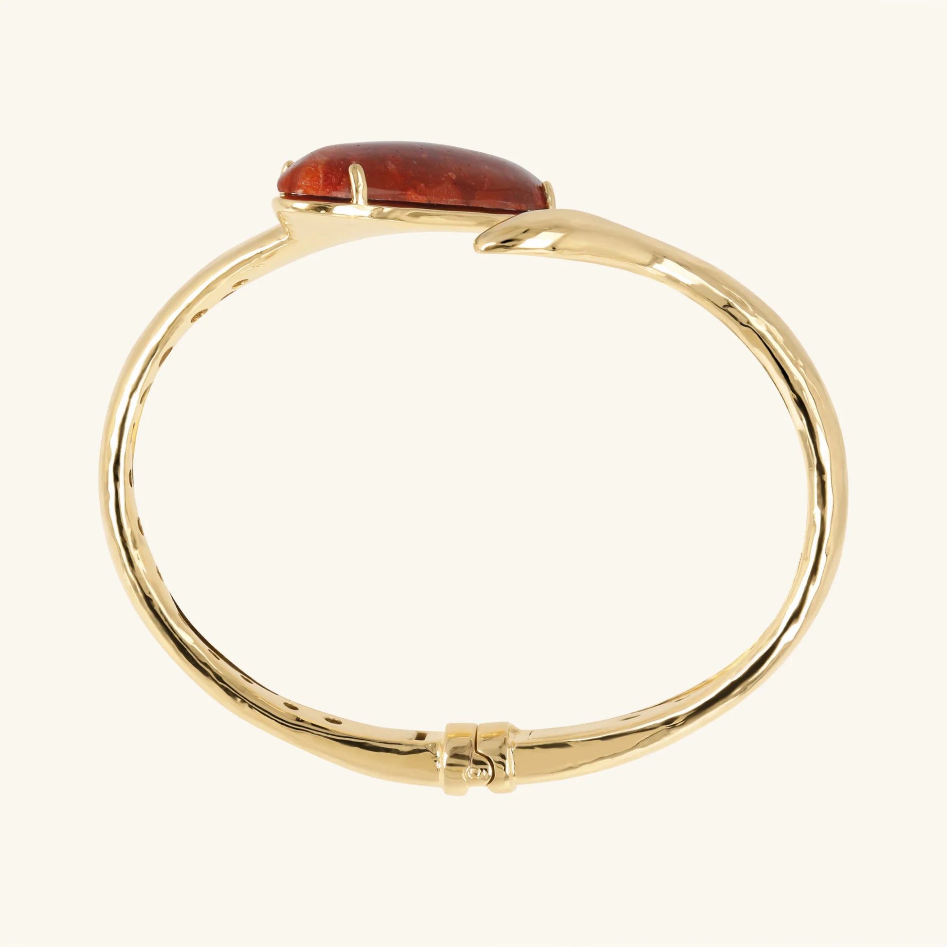 Bracciale Rigido Design Asimmetrico con Pietra Naturale Ovale