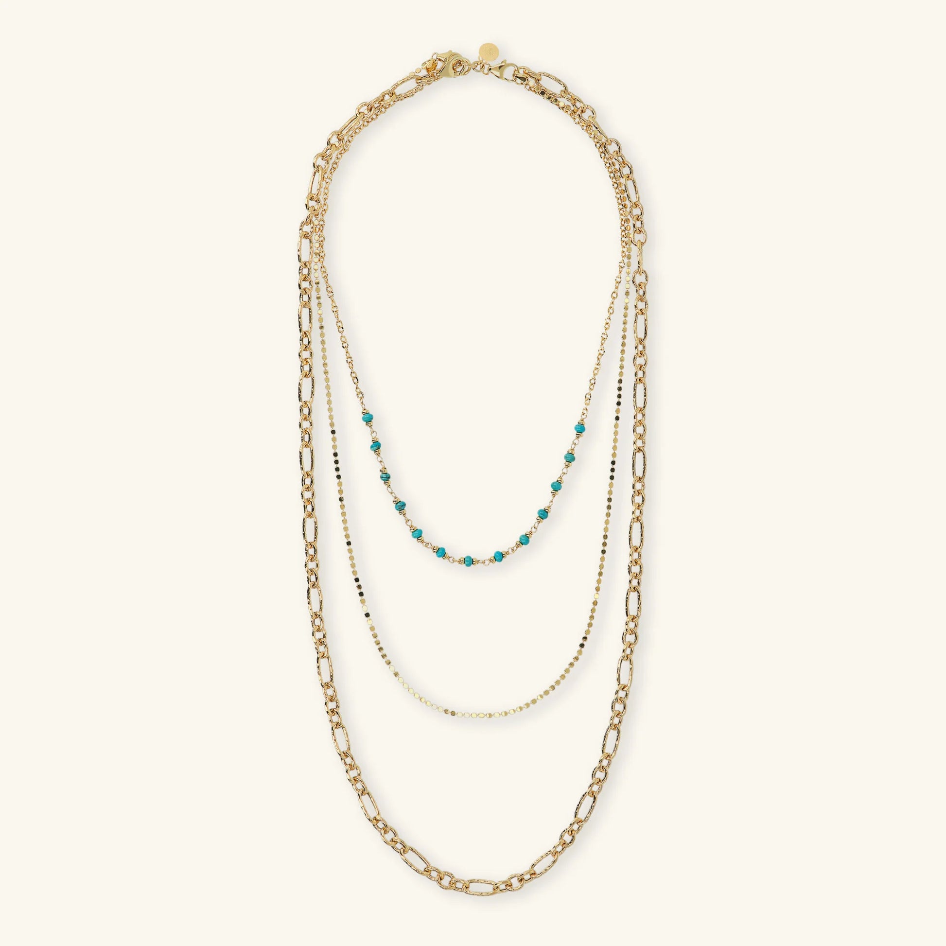 Collana Multifilo Diamantata con Pietra Naturale Turchese