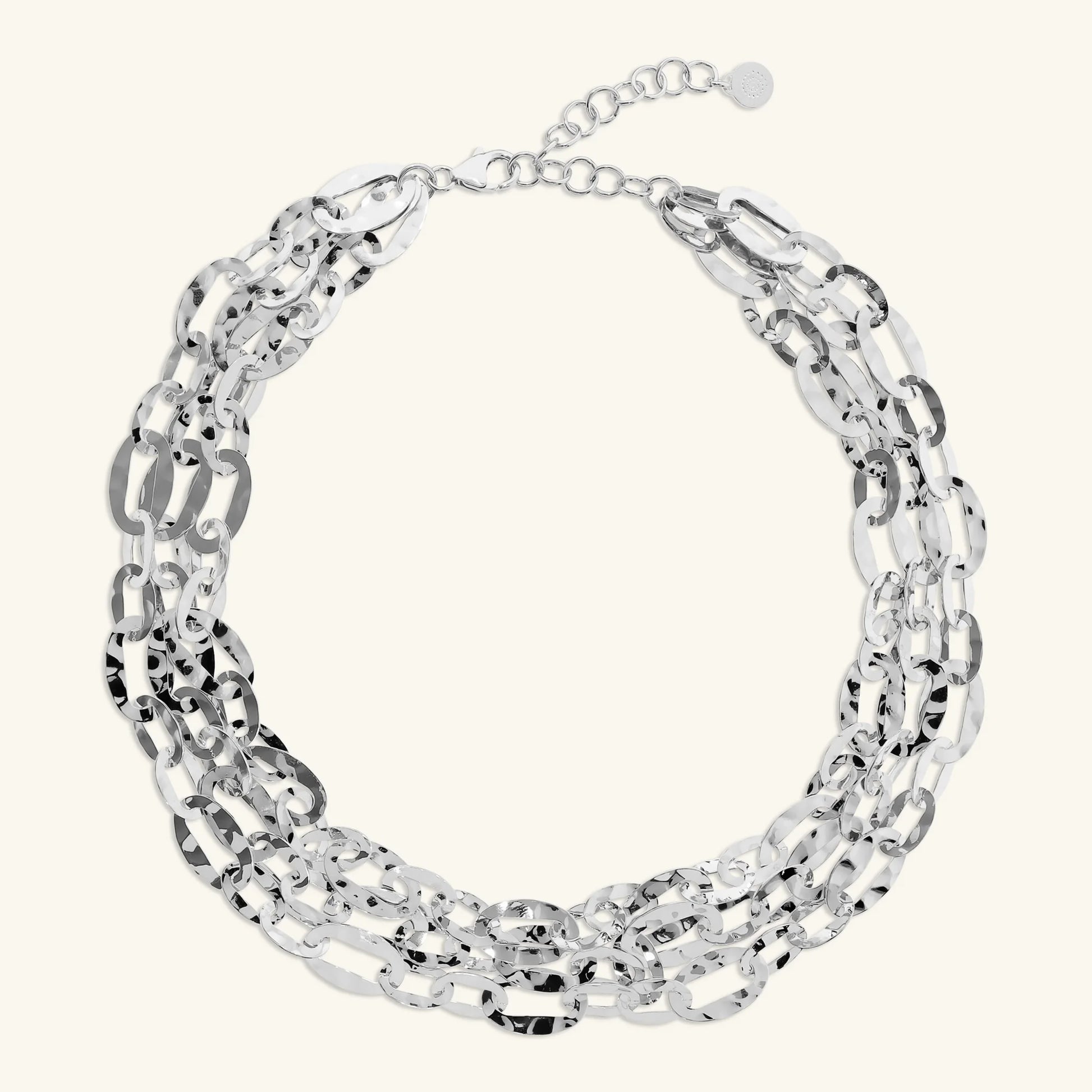 Collana Multifilo Catena Ovale Martellata