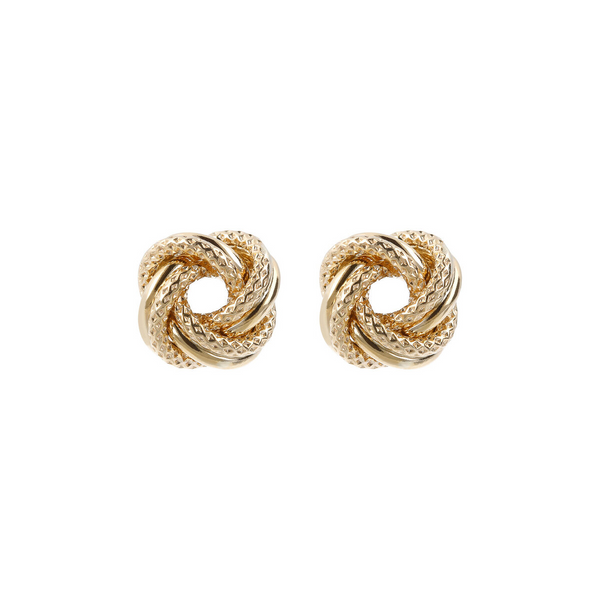 Lobe Earrings with 9 Carat Gold Diamond Knot