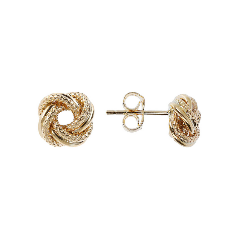Lobe Earrings with 9 Carat Gold Diamond Knot