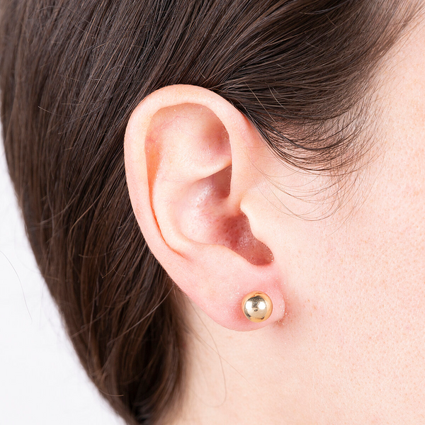 Big Glossy Sphere Stud Earrings 9 Carat Gold