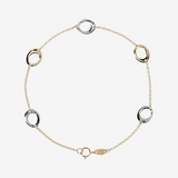 Bracelet chaîne forçat avec Anneaux Bicolores en Or 9 Carats