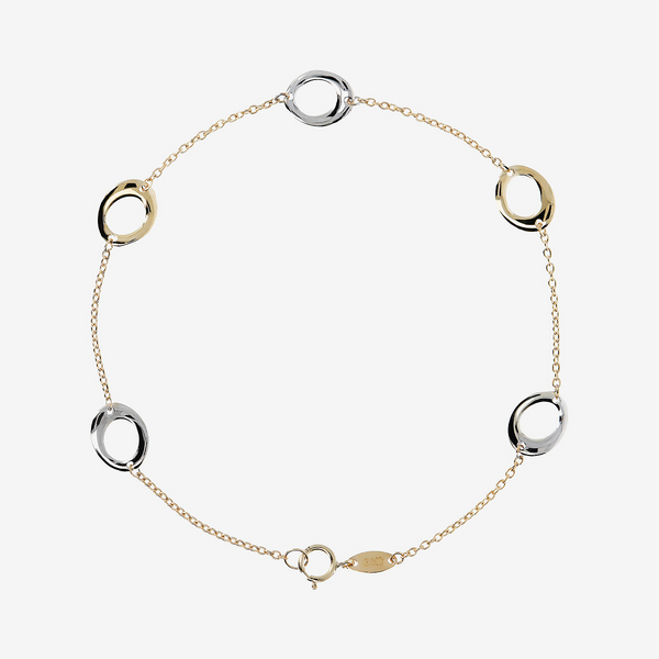 Forzatina Chain Bracelet with 9 Carat Gold Bicolor Rings