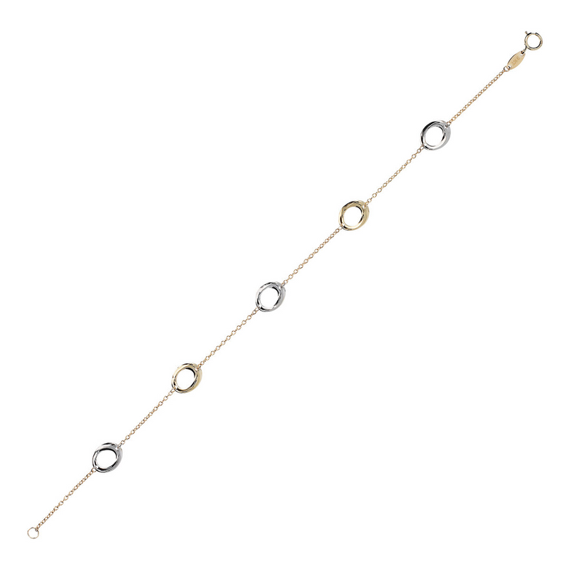 Forzatina-Kettenarmband mit zweifarbigen Ringen aus 9 Karat Gold