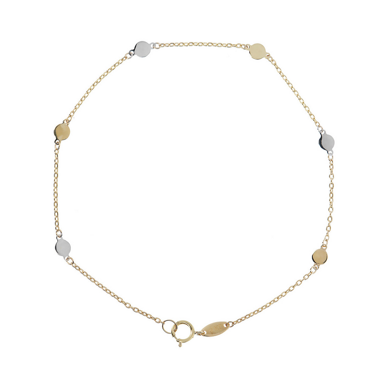 Bracelet chaîne Forzatina avec pépites d'or bicolore 9 carats