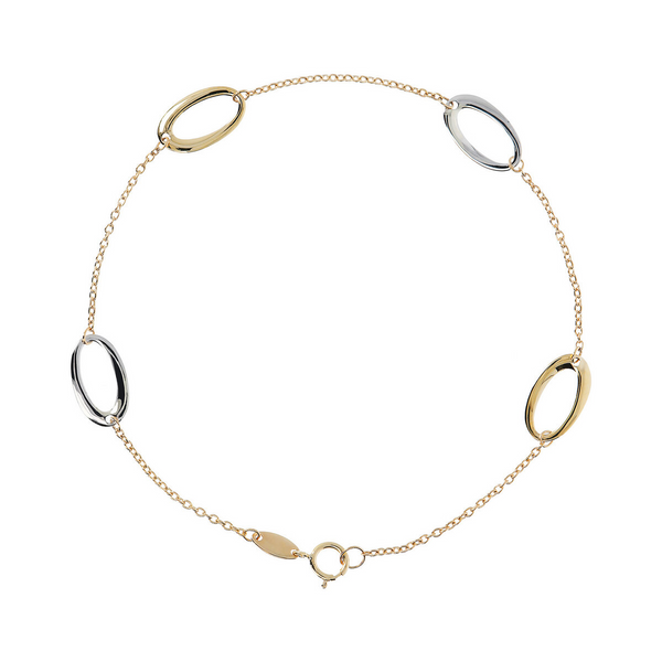 Forzatina Chain Bracelet and Two-Tone Ellipses in 9 Carat Gold