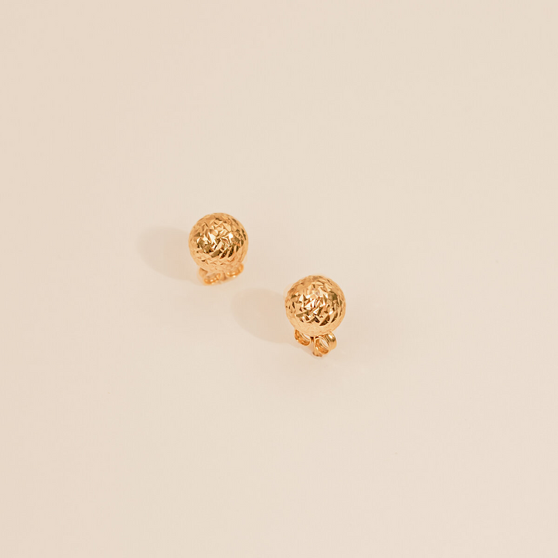 Small Hammered Sphere Stud Earrings 9 Carat Gold