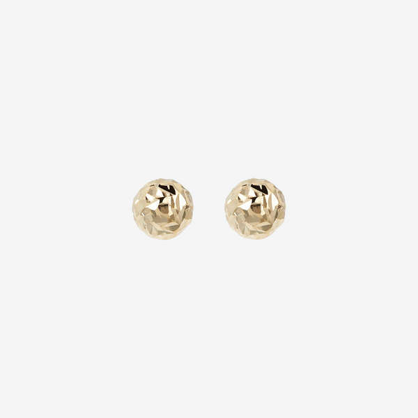 Petites Boucles D'Oreilles Clous Sphère Martelée Or 9 Carats