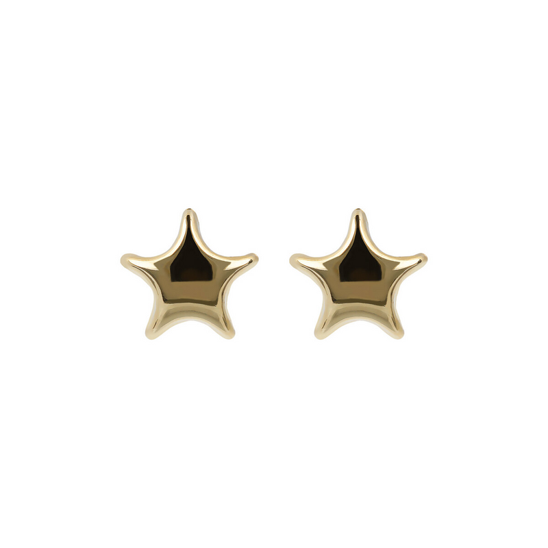 Stud Earrings with Large Star in 9 Carat Gold